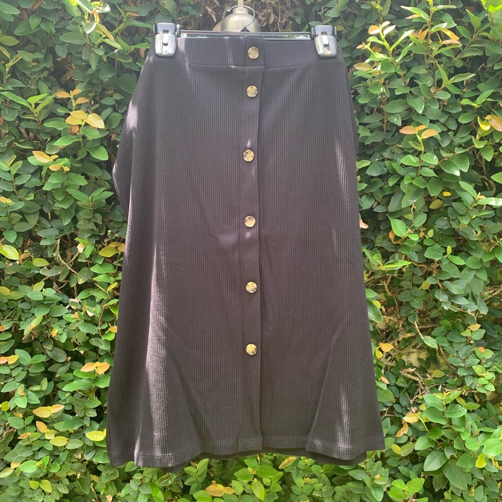 LOFT Ribbed Button Front Pencil Skirt